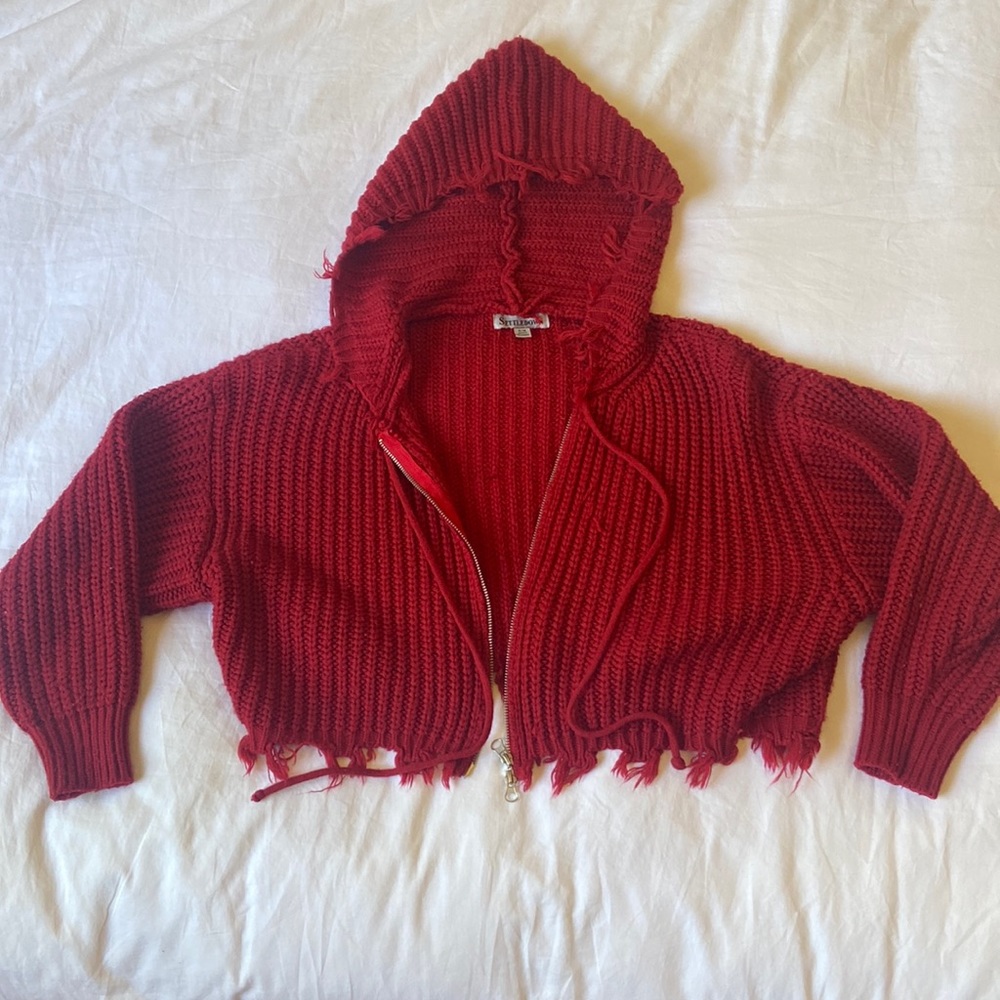 Settledown red zip up sweater